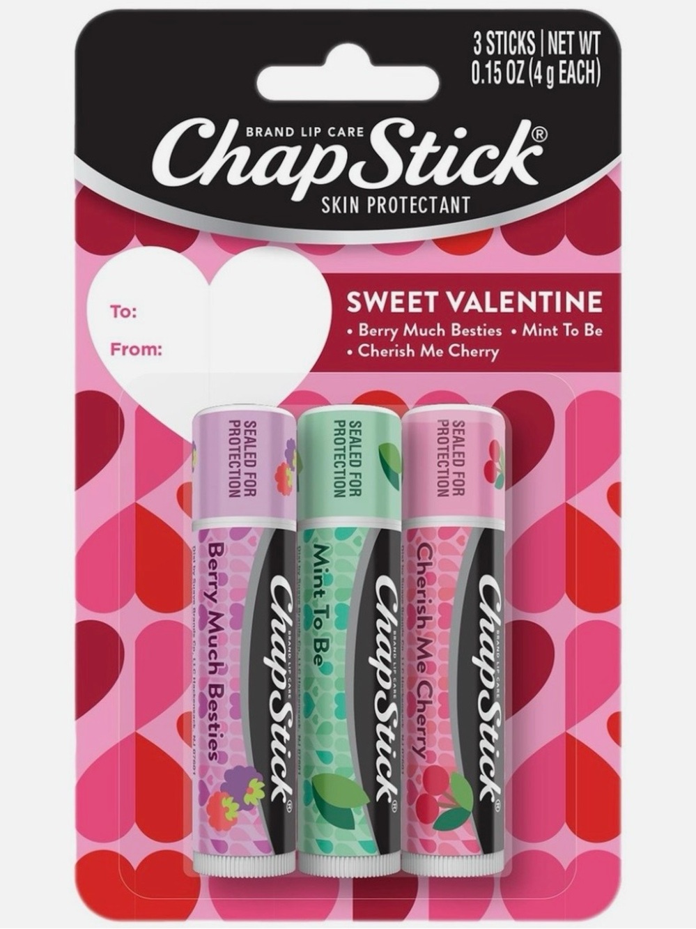 ChapStick Sweet Valentine Lip Balm Hydrating & Moisturizing - 3 - Pack - 0.15 oz